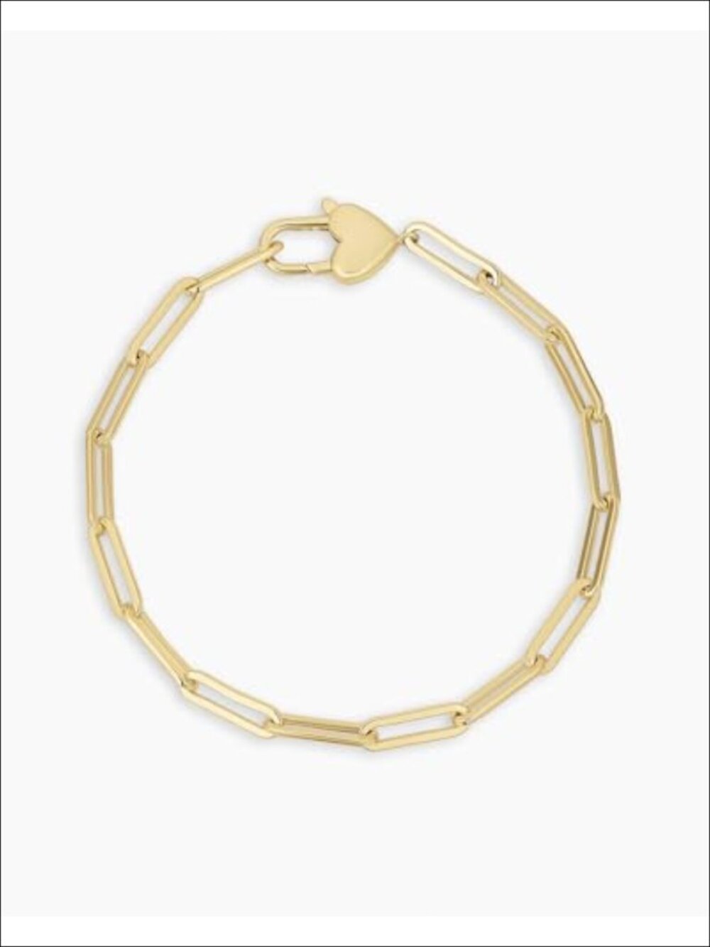 Heart Padlock Bracelet 7" - 18k Gold Plating - Cable Chain - Bangle